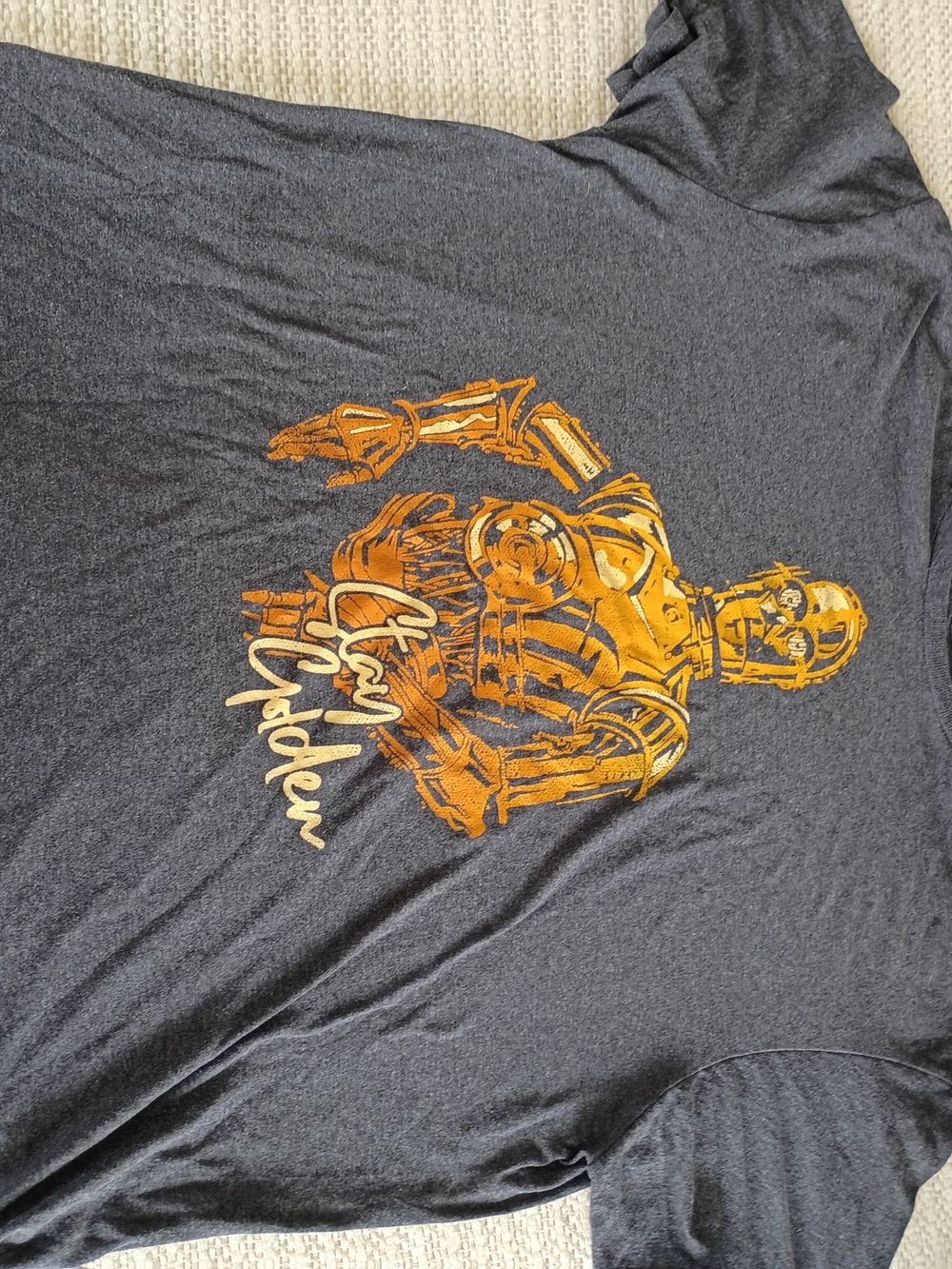 Star Wars Men's Dark Gray Tee with Gold C-3PO Graphic